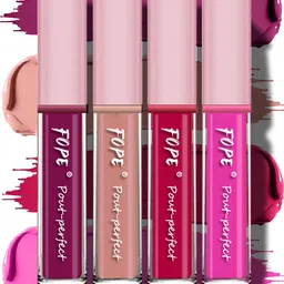 FOPE Set Of 4 Pout Perfect Smudge-Free Liquid Lipstick - 4 ml Each Shade - 01-06-10-12-17