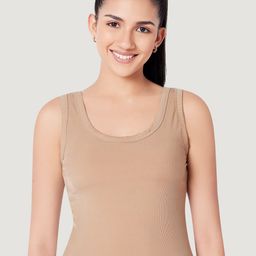 PLUMBURY Lightly-Padded Round Neck Camisole With Built-In Shelf Bra-image-25