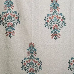 Fabindia Palampur Off White & Blue Ethnic Motifs Printed Cotton Long Door Curtain-26