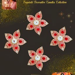 Designers Collection Gold-Toned & Red 4 pieces Tea Light Candle-image-51