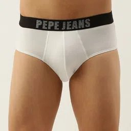 Pepe Jeans Men White & Black Brand Logo Print Basic Briefs-picture-10