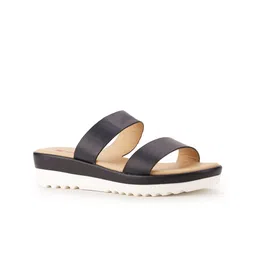 Bata Blue PU Flatform Sandals-22