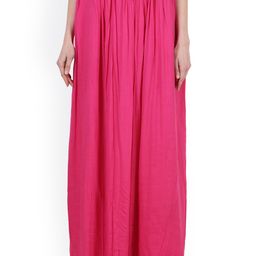 SCORPIUS Magenta Solid Flared Maxi Skirt-18