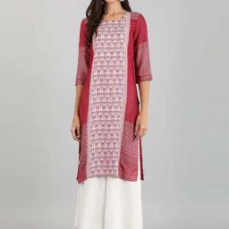 Aurelia Maroon Woven Pattern Straight Kurta-image-58