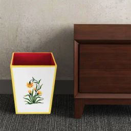 SEJ by Nisha Gupta Off White & Yellow Wooden Open Dry Bin - 11.5 Litres-image-17