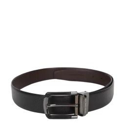 Peter England Black Leather Textured Reversible Belt for Men-picture-16