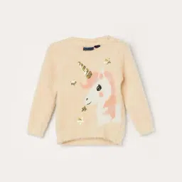 Fame Forever by Lifestyle Beige Printed Regular Fit Sweater-image-6