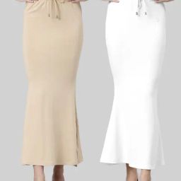 TWIN BIRDS Beige & White Plain Saree Shapewear - Pack Of 2-image-74