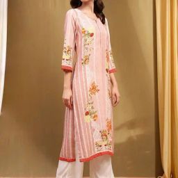 Biba Pink Printed Straight Kurta-image-52