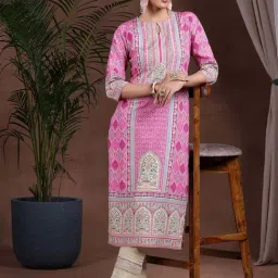 Libas Pink Printed Straight Kurta-image-69