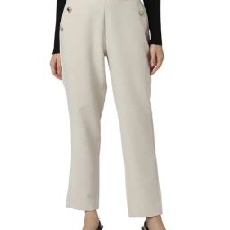 Van Heusen Beige Blended Solid Regular Fit Casualtrousers-image-96
