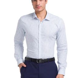 Park Avenue Blue Slim Fit Printed Shirt-image-59