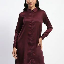 MADAME Wine Relaxed Fit Long Shirt-image-9