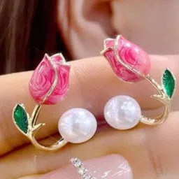 VR Creatives Artificial Stones Tulip Pearls Double Sided Studs-16