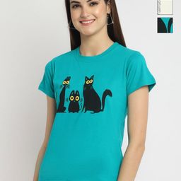 Tromko Women Pack of 3 Typography Printed Round Neck Cotton Regular Fit T-shirts-picture-18