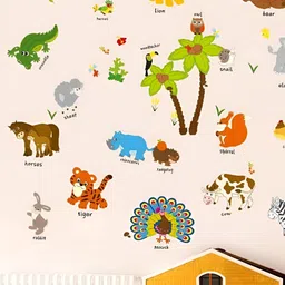 Asian royal Green & Brown Birds and Animals Printed Water Proof Wall Sticker-image-12