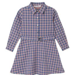 Elle Kids Pink & Blue Checks Full Sleeves Dress-image-21