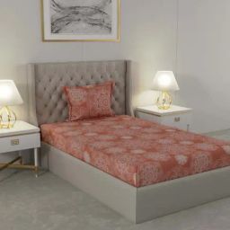 Raymond Home Delight Orange 104 TC Cotton Single Bedsheet with 1 Pillow Cover-image-70