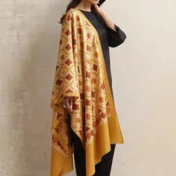 true browns TrueBrowns Mustard Embroidered Stole-picture-39