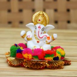eCraftIndia Lord Ganesha Idol on Decorative Handcrafted Plate for Home and Car-image-91