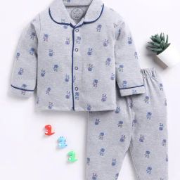 Clt.s Unisex Grey Printed Full Sleeves Shirt With Pyjamas-image-60