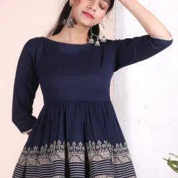 Rustorange Navy Printed Tunic-image-37