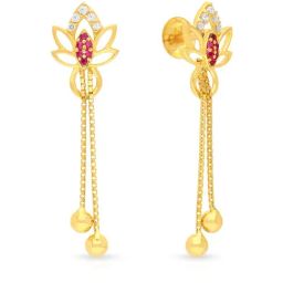 Malabar Gold and Diamonds 22k Yellow Gold Floral Earrings for Women-image-90