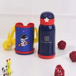 The Indus Valley Navy & Red Stainless Steel Vacuum Insulated Kids Sippy With Double Lids (0.45 L)-31