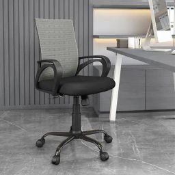 Nilkamal Giza Grey & Black Fabric Ergonomic Mid Back Office Chair with Height Adjustable-23