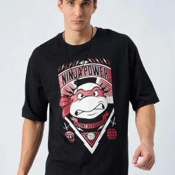 COLOR CAPITAL Black Relaxed Fit Graphic Print Cotton Oversized Crew T-Shirt-image-28