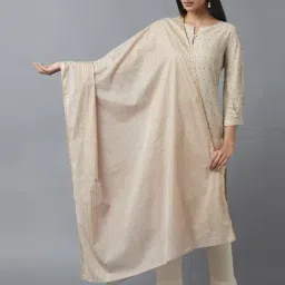 W Beige Cotton Woven Pattern Dupatta-picture-14