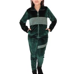 Cutecumber Kids Green Striped Tracksuit-image-70