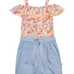 Budding Bees Kids Pink & Blue Floral Print Playsuit-image-57