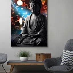 999Store Buddha Statue Multicolor Canvas Framed-Painted Wall Art - Set of 1-14