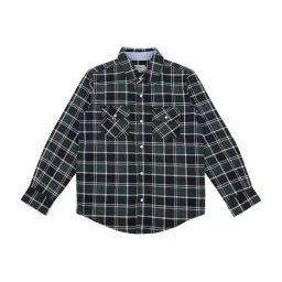 Pepe Jeans Kids Green & Black Cotton Chequered Full Sleeves Shirt-image-95
