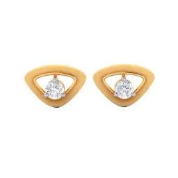 BIS Hallmarked 14k Yellow Gold American Diamond Triangle Stud Earrings for Women & Girls-image-70