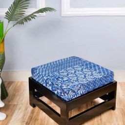 Ikiriya Amber Printed Dark Brown & Blue Wood Stool-image-46