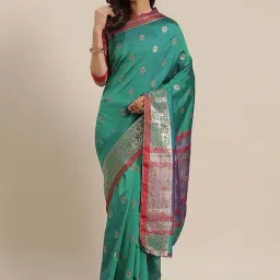 Blissta Green Woven Saree With Unstitched Blouse-picture-29