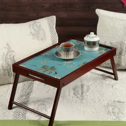 India Circus by Krsnaa Mehta Robin Bird Park Printed Aqua Blue Wood Tray Table-image-30