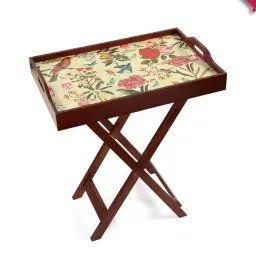 India Circus by Krsnaa Mehta Bird Land Printed Beige Teak Wood Tray Table-image-34