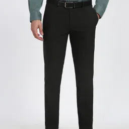 Peter England Black Slim Fit Texture Trousers-picture-7