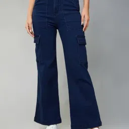DOLCE CRUDO Blue Relaxed Fit High Rise Jeans-image-62