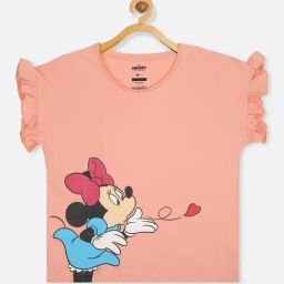 Kidsville Kids Peach Minnie Print T-Shirt-image-26