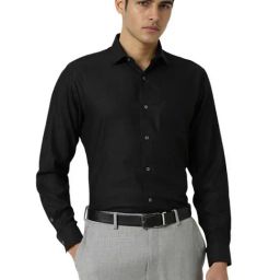 Van Heusen Black Cotton Regular fit Solid Formal Shirt-picture-14