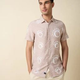Thomas Scott Pink Slim Fit Embroidered Shirt-image-46