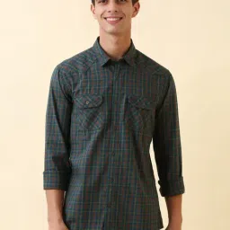 Allen Solly Blue Cotton Regular Fit Checks Shirt-picture-45