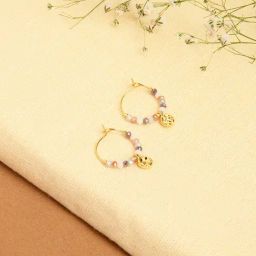 Accessorize London Real Gold-Plated Z Charm Beaded Hoop Earrings-image-42