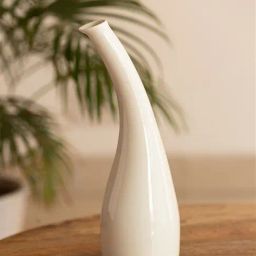 ExclusiveLane Minimalistic Tilted Modern White Ceramic Decorative Vase-image-7