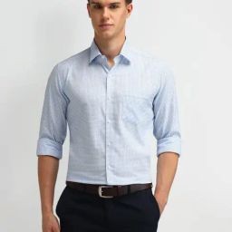 Arrow Blue Cotton Slim Fit Checks Shirt-picture-9