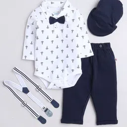 BUMZEE Infants Boys Printed Pure Cotton Bodysuit With Trousers & Suspenders-image-23